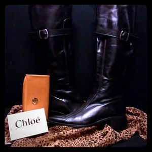 Black Italian leather boots